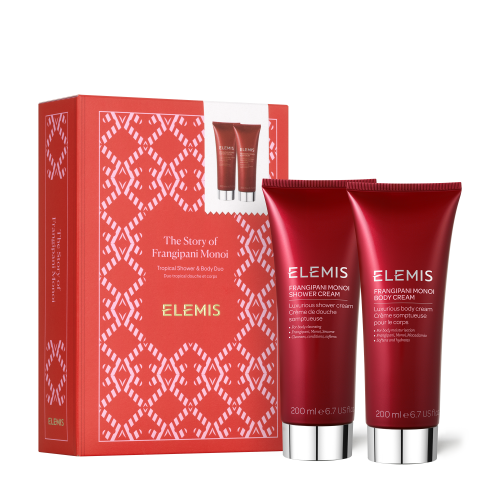 ELEMIS The Story of Frangipani Monoi Gift Set - Вишуканий тропічний дует для душу та тіла Франжипані